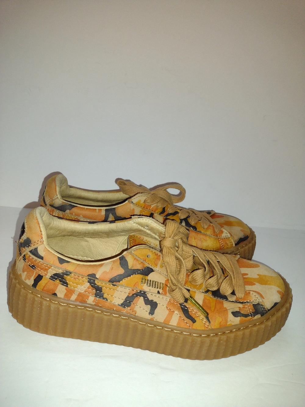 Puma Fenty By Rihanna Suede Shoes Womens Size 8 Camo Creeper Platform Sneakers